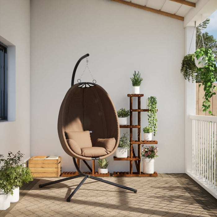 Scaun suspendat tip ou, cu suport, taupe, țesătură și oțel - WALTI WALTI