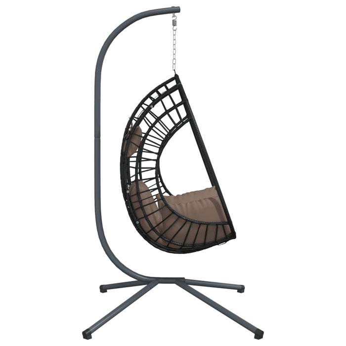 Scaun suspendat tip ou, cu suport, taupe, ratan și oțel - WALTI WALTI