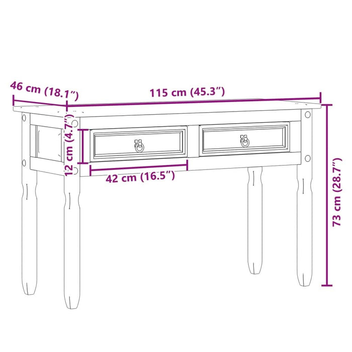 Măsuță consolă "Corona", 115x46x73 cm, lemn masiv de pin - WALTI WALTI