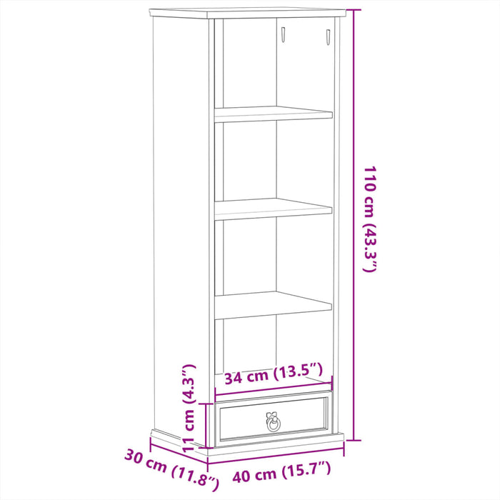 Dulap de CD-uri „Corona”, 40x30x110 cm, lemn masiv de pin - WALTI WALTI