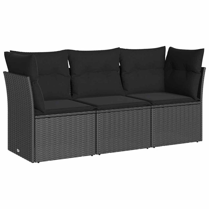 Set mobilier de grădină cu perne, 3 piese, negru, poliratan - WALTI WALTI
