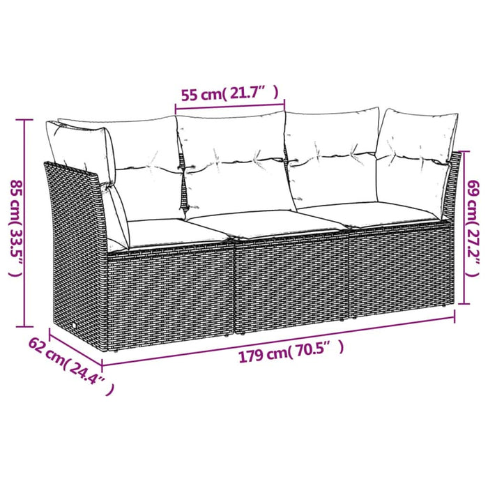Set canapele de grădină cu perne, 3 piese gri deschis poliratan - WALTI WALTI