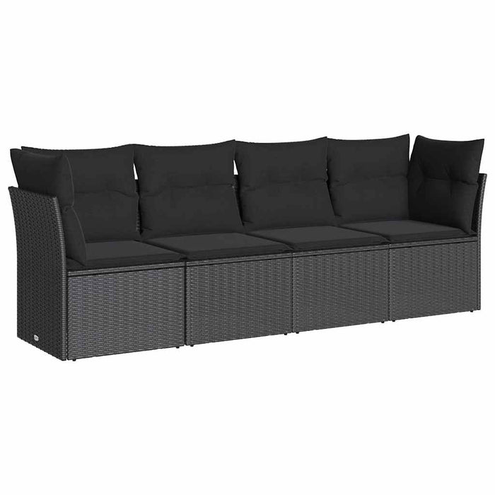 Set mobilier de grădină cu perne, 4 piese, negru, poliratan - WALTI WALTI