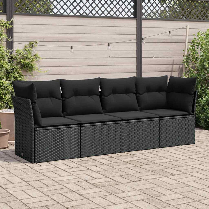 Set mobilier de grădină cu perne, 4 piese, negru, poliratan - WALTI WALTI