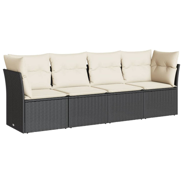 Set mobilier de grădină cu perne, 4 piese, negru, poliratan - WALTI WALTI