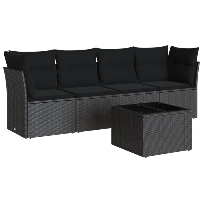 Set mobilier de grădină cu perne, 5 piese, negru, poliratan - WALTI WALTI