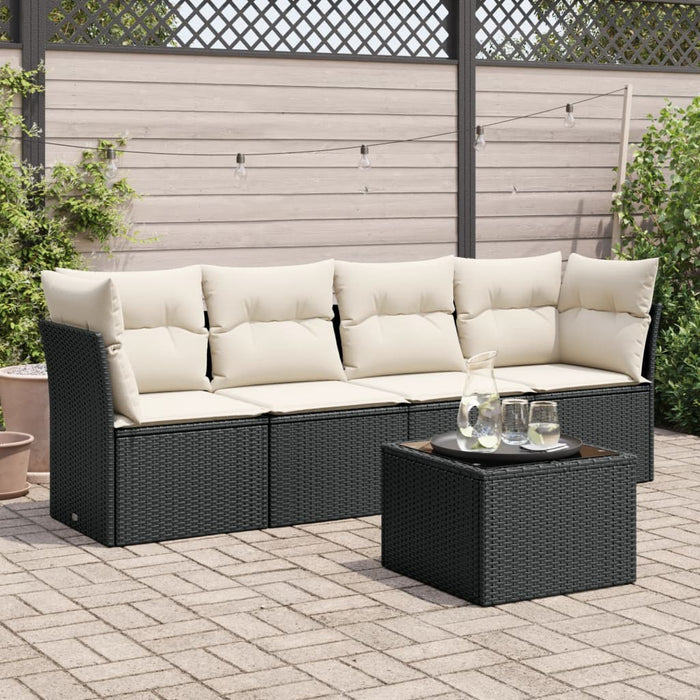 Set mobilier de grădină cu perne, 5 piese, negru, poliratan - WALTI WALTI