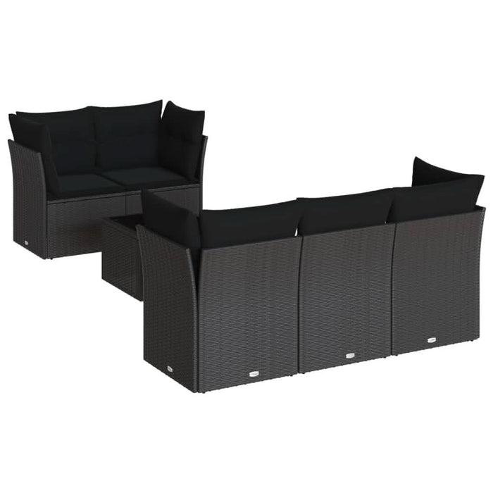Set mobilier de grădină cu perne, 6 piese, negru, poliratan - WALTI WALTI