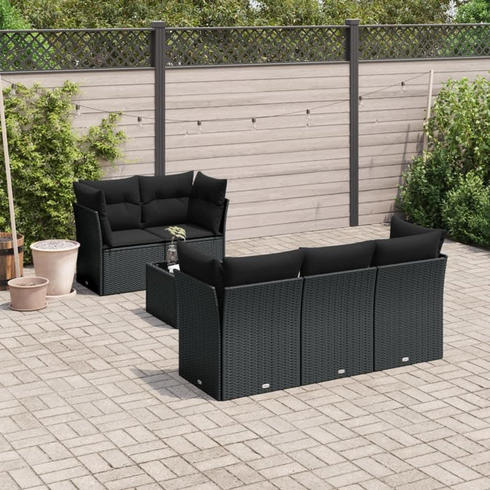Set mobilier de grădină cu perne, 6 piese, negru, poliratan - WALTI WALTI