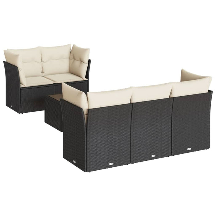 Set mobilier de grădină cu perne, 6 piese, negru, poliratan - WALTI WALTI