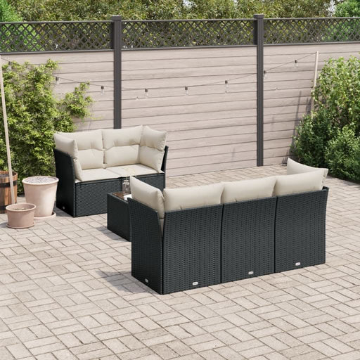 Set mobilier de grădină cu perne, 6 piese, negru, poliratan - WALTI WALTI