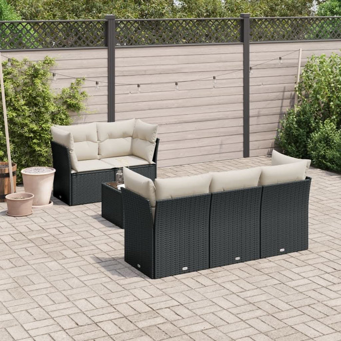 Set mobilier de grădină cu perne, 6 piese, negru, poliratan - WALTI WALTI