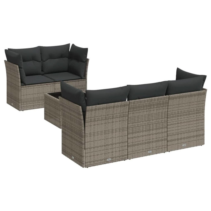 Set mobilier grădină cu perne, 6 piese, gri, poliratan - WALTI WALTI
