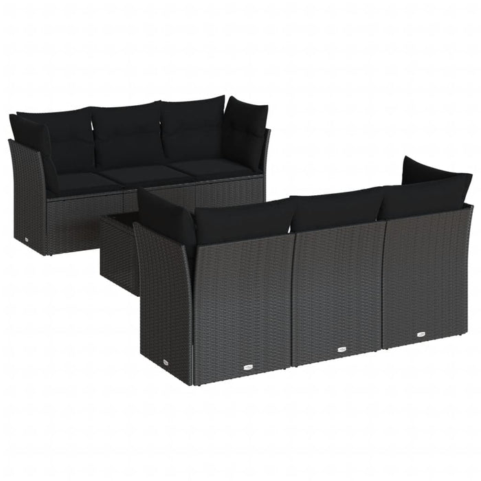 Set canapele de grădină cu perne, 7 piese, negru, poliratan - WALTI WALTI