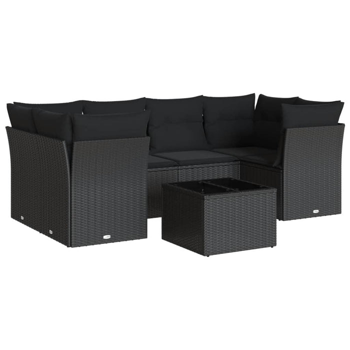 Set canapele de grădină cu perne, 7 piese, negru, poliratan - WALTI WALTI