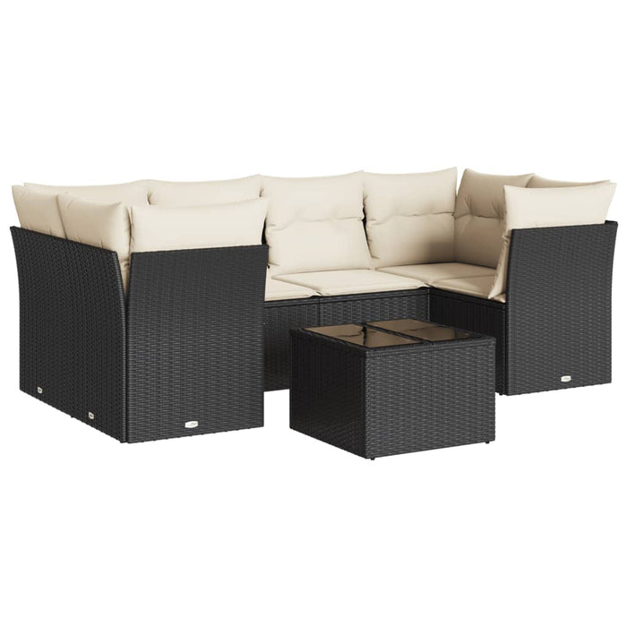 Set canapele de grădină cu perne, 7 piese, negru, poliratan - WALTI WALTI