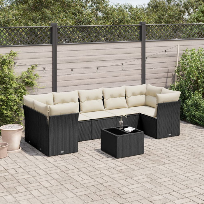 Set mobilier de grădină cu perne, 8 piese, negru, poliratan - WALTI WALTI