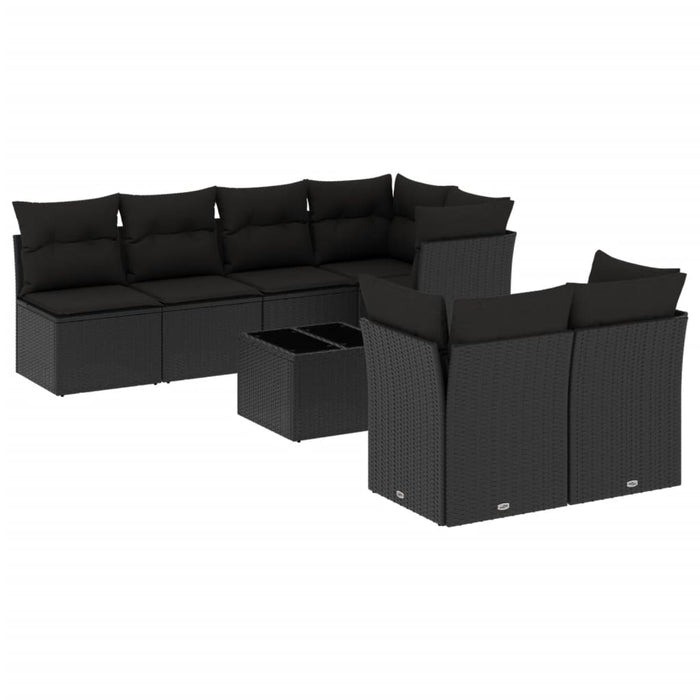 Set mobilier de grădină cu perne, 8 piese, negru, poliratan - WALTI WALTI