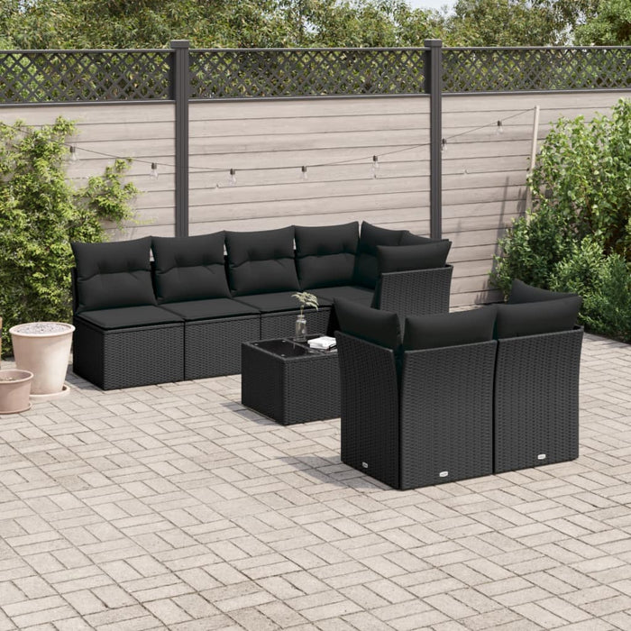Set mobilier de grădină cu perne, 8 piese, negru, poliratan - WALTI WALTI