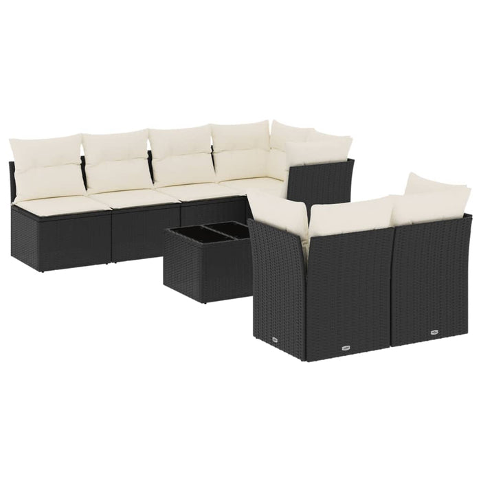 Set mobilier de grădină cu perne, 8 piese, negru, poliratan - WALTI WALTI