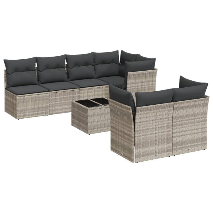 Set mobilier de grădină cu perne, 8 piese gri deschis poliratan - WALTI WALTI