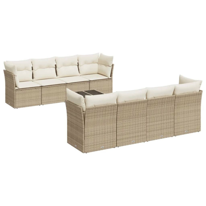 Set canapele de grădină, 9 piese, cu perne, bej, poliratan - WALTI WALTI