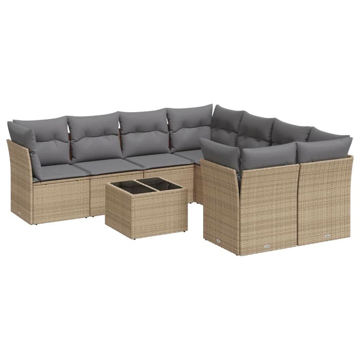 Set canapele de grădină, 9 piese, cu perne, bej, poliratan - WALTI WALTI