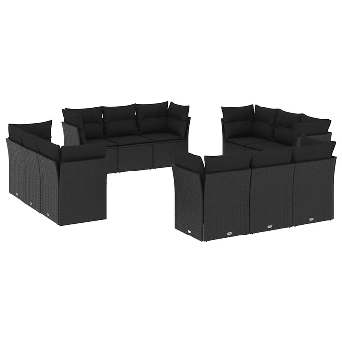 Set canapele de grădină, 12 piese, cu perne, negru, poliratan - WALTI WALTI