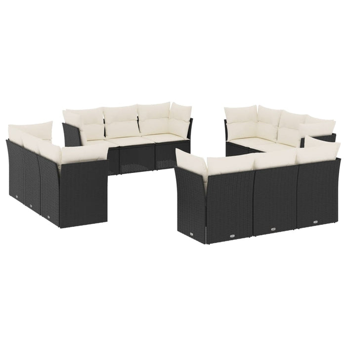 Set canapele de grădină, 12 piese, cu perne, negru, poliratan - WALTI WALTI