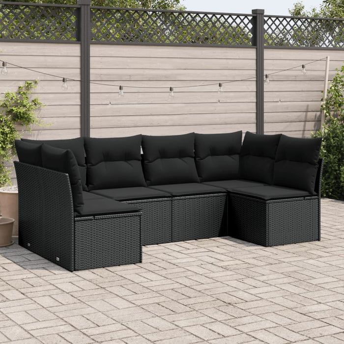 Set mobilier de grădină cu perne, 6 piese, negru, poliratan - WALTI WALTI