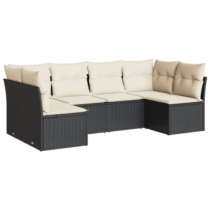 Set mobilier de grădină cu perne, 6 piese, negru, poliratan - WALTI WALTI