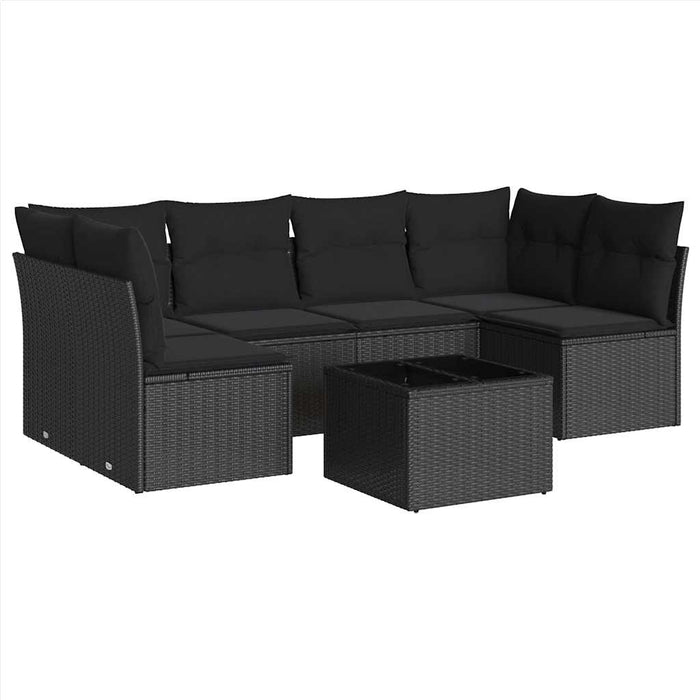 Set canapele de grădină cu perne, 7 piese, negru, poliratan - WALTI WALTI