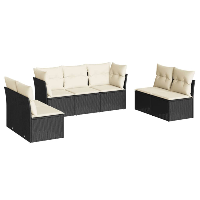 Set canapele de grădină cu perne, 7 piese, negru, poliratan - WALTI WALTI