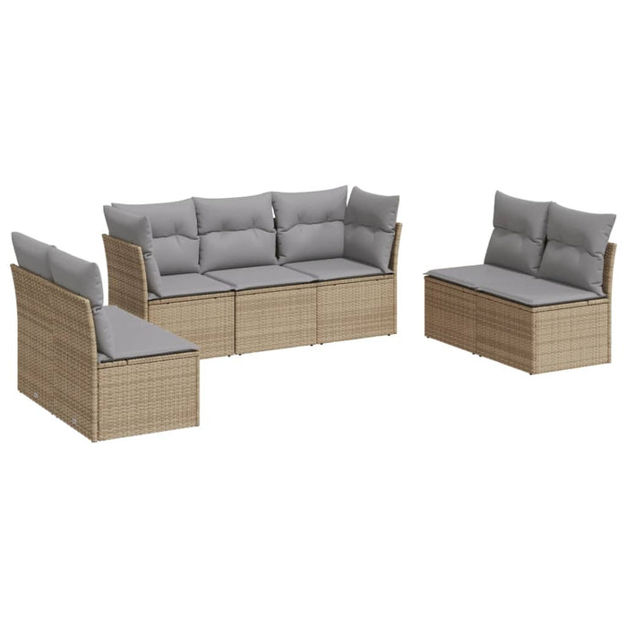 Set canapele de grădină, 7 piese, cu perne, bej, poliratan WALTI