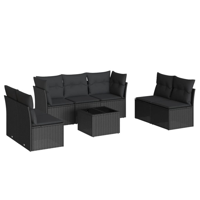 Set mobilier de grădină cu perne, 8 piese, negru, poliratan - WALTI WALTI