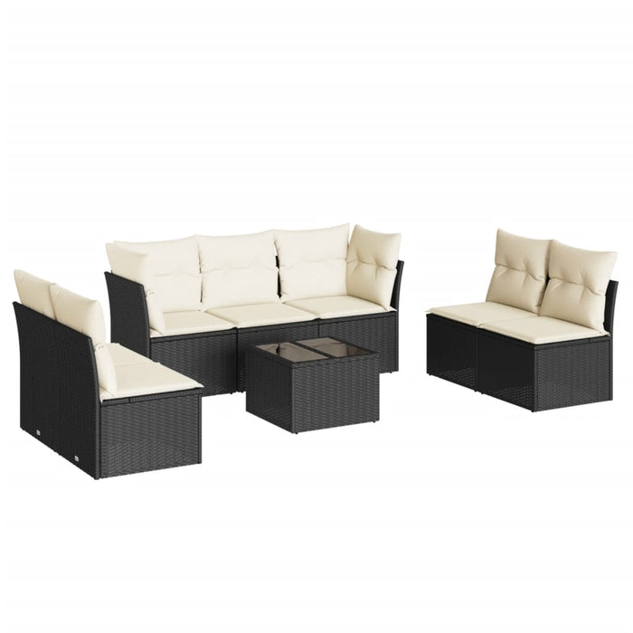 Set mobilier de grădină cu perne, 8 piese, negru, poliratan - WALTI WALTI