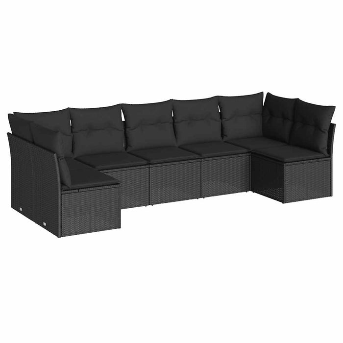 Set canapele de grădină cu perne, 7 piese, negru, poliratan - WALTI WALTI