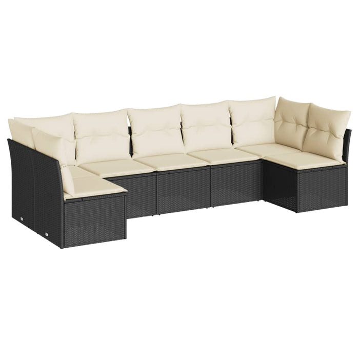 Set canapele de grădină cu perne, 7 piese, negru, poliratan - WALTI WALTI