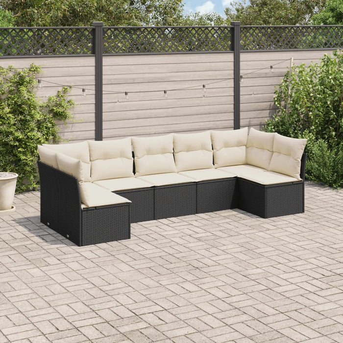 Set canapele de grădină cu perne, 7 piese, negru, poliratan - WALTI WALTI