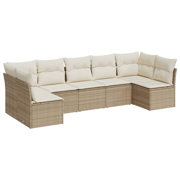 Set canapele de grădină, 7 piese, cu perne, bej, poliratan WALTI
