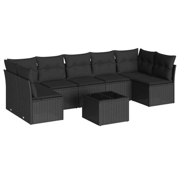 Set mobilier de grădină cu perne, 8 piese, negru, poliratan - WALTI WALTI