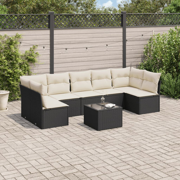 Set mobilier de grădină cu perne, 8 piese, negru, poliratan - WALTI WALTI
