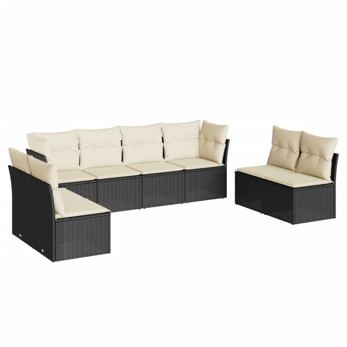 Set mobilier de grădină cu perne, 8 piese, negru, poliratan - WALTI WALTI
