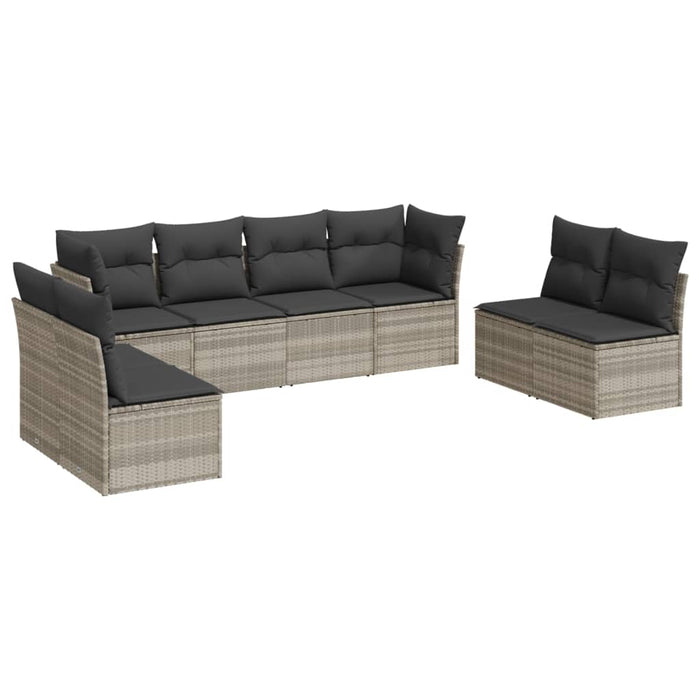 Set mobilier de grădină cu perne, 8 piese gri deschis poliratan - WALTI WALTI