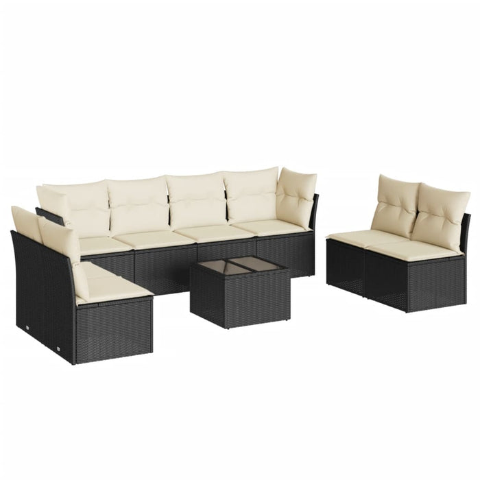 Set mobilier de grădină cu perne, 9 piese, negru, poliratan - WALTI WALTI