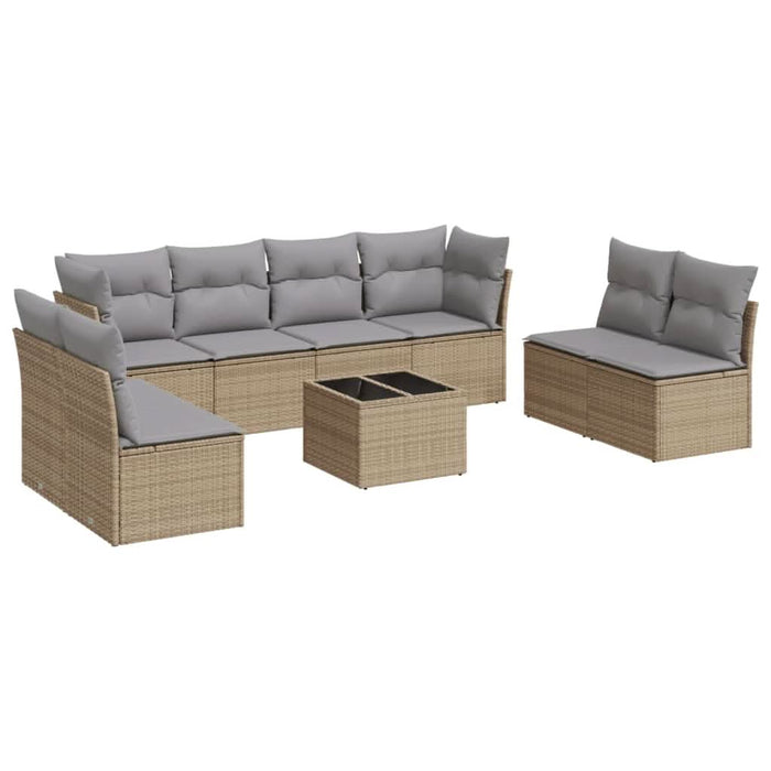 Set canapele de grădină, 9 piese, cu perne, bej, poliratan - WALTI WALTI
