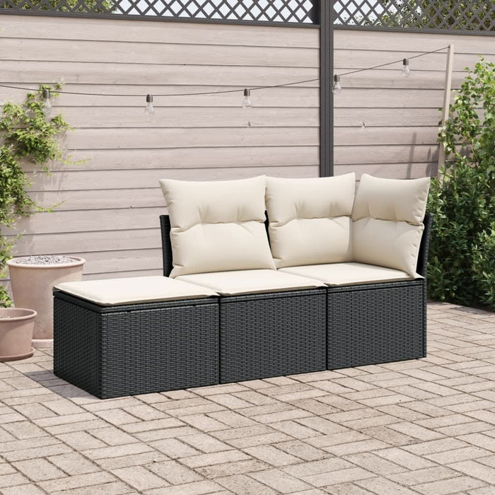 Set mobilier de grădină cu perne, 3 piese, negru, poliratan - WALTI WALTI