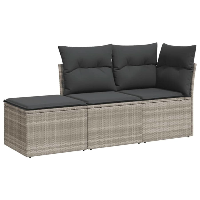 Set canapele de grădină cu perne, 3 piese gri deschis poliratan - WALTI WALTI