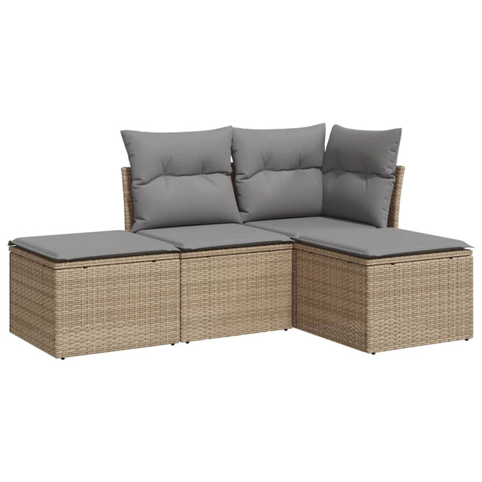 Set canapele de grădină, 4 piese, cu perne, bej, poliratan - WALTI WALTI