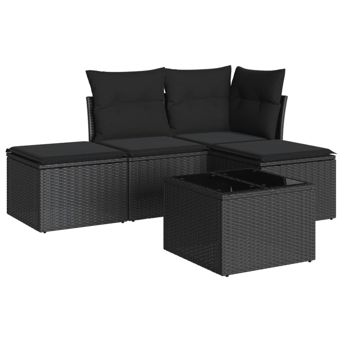 Set mobilier de grădină cu perne, 5 piese, negru, poliratan - WALTI WALTI